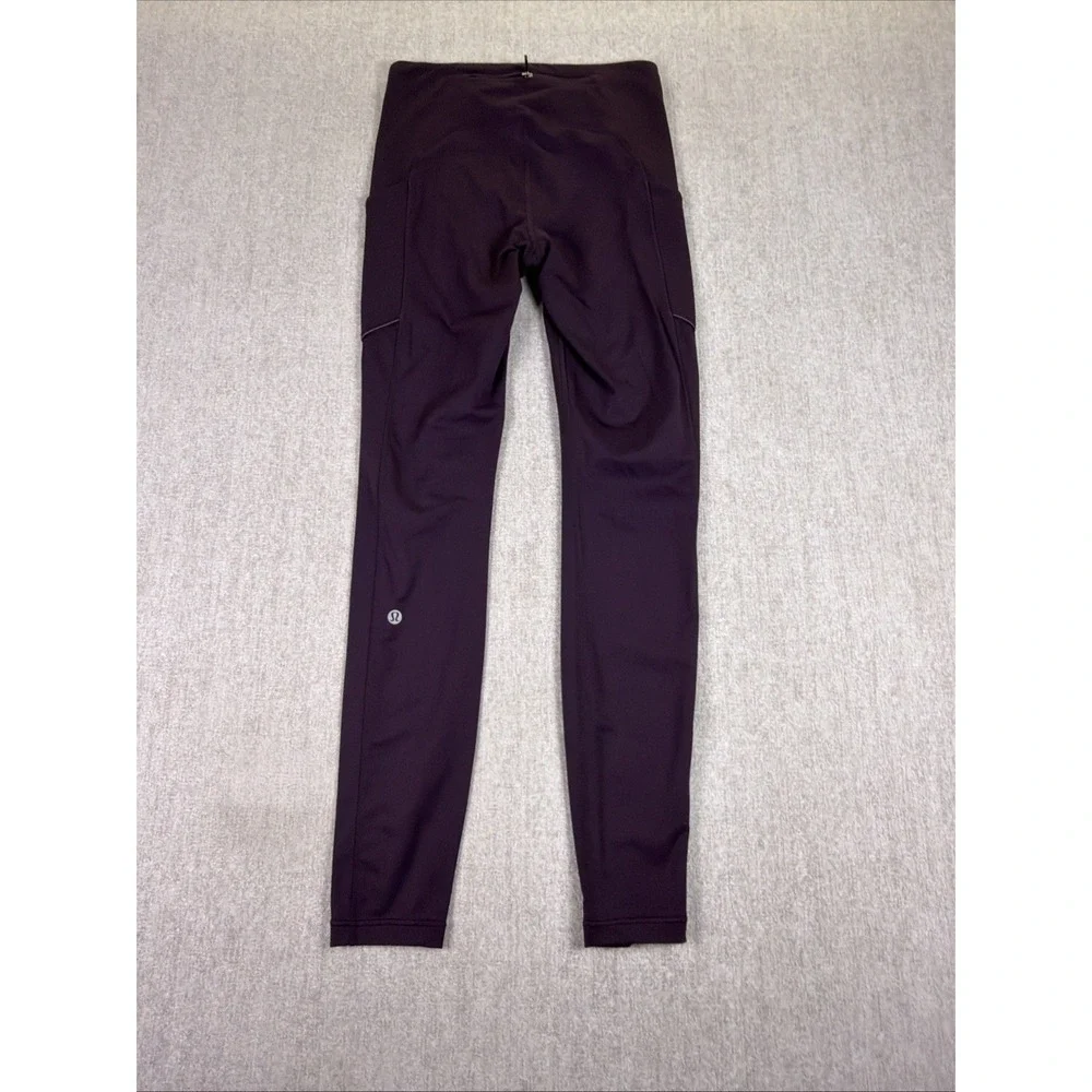 Lululemon Women's Leggings Size 4 Burgandy with Pockets High Rise Ankle - Picture 12 of 16